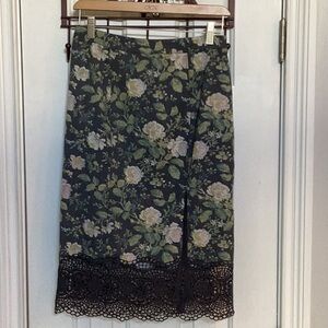Free People Floral Pencil Skirt - Black and Cream
